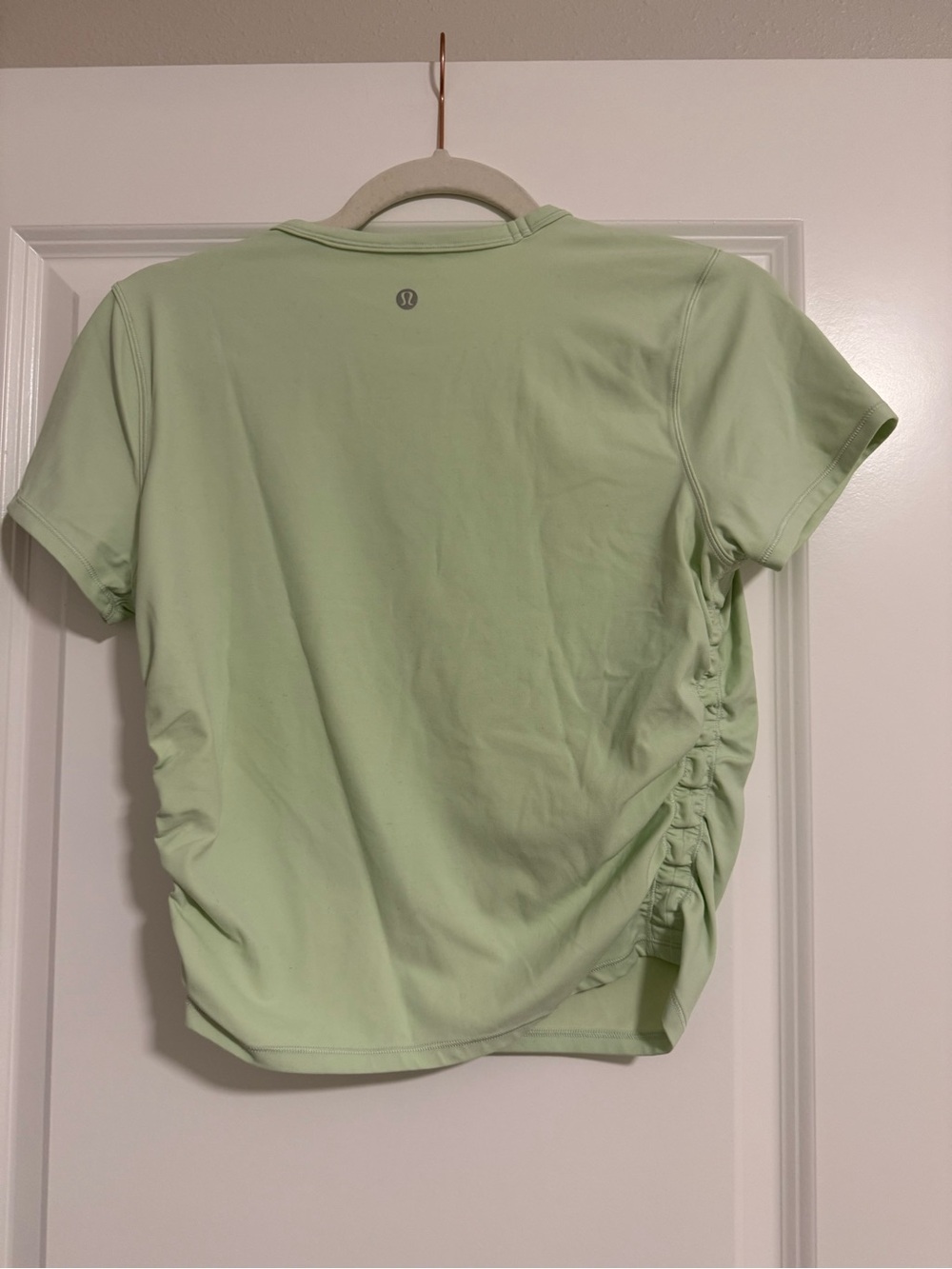 lululemon athletica Light Green Short Sleeve Ruched Side Top